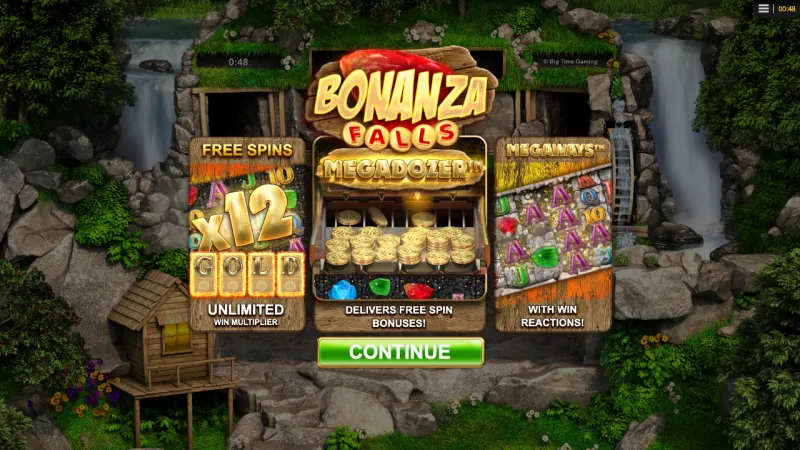 Bonanza Falls online pokie by Big Time Gaming — in-game view