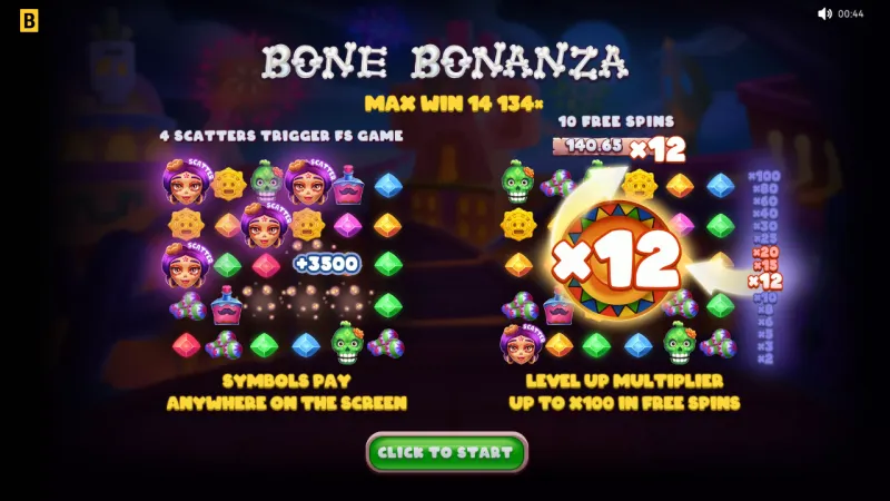 Bone Bonanza online pokie by BGAMING — in-game view