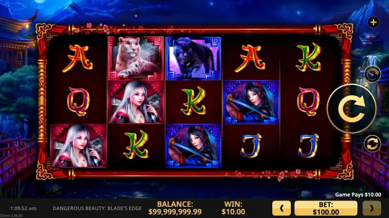 Dangerous Beauty: Blade's Edge online pokie by High 5 Games — in-game view