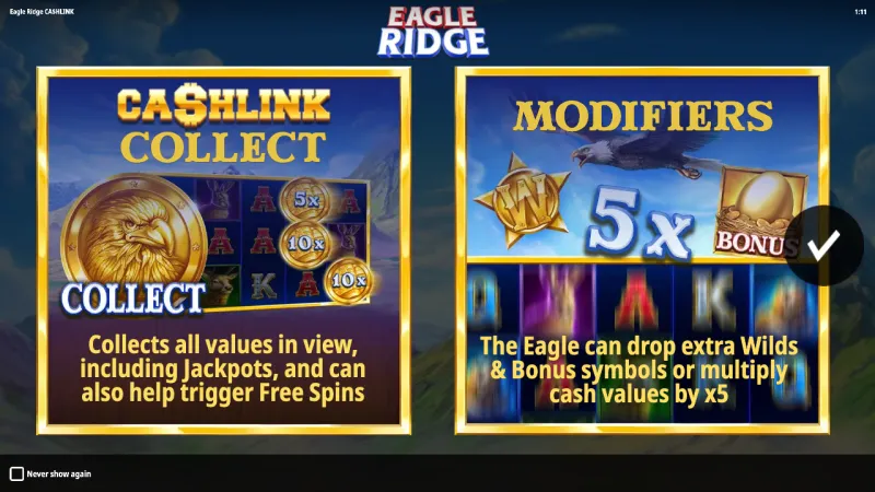 Eagle Ridge online pokie by iSoftBet — in-game view